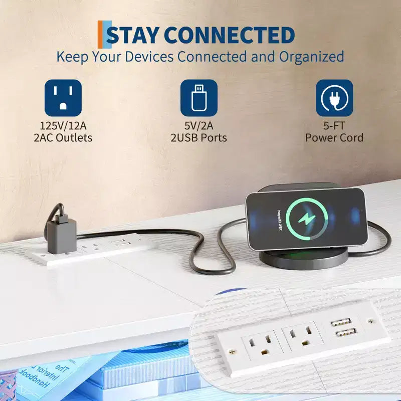 COZONY Cassettiera Lunga 160 cm per Camera da Letto con 10 Cassetti e Luci LED, Comò Moderno Porta TV per Televisori da 65-75 Pollici, Mobile Contenitore Centro di Intrattenimento