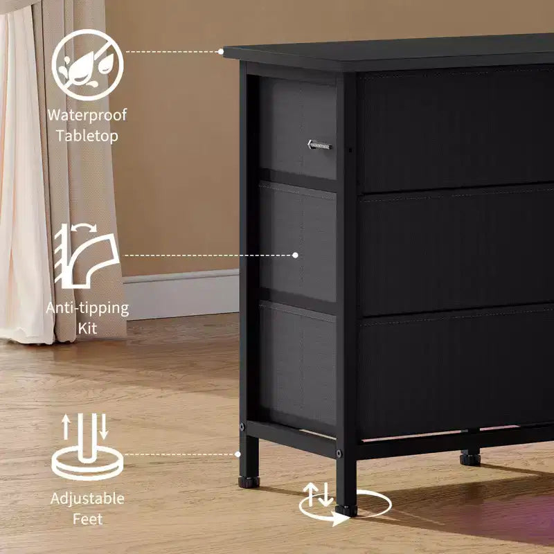 COZONY Cassettiera Lunga 160 cm per Camera da Letto con 10 Cassetti e Luci LED, Comò Moderno Porta TV per Televisori da 65-75 Pollici, Mobile Contenitore Centro di Intrattenimento