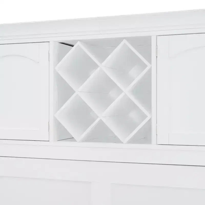 Letto a muro Murphy Queen Size in legno con armadietti superiori e portabottiglie, letto a scomparsa con armadietto e piattaforma