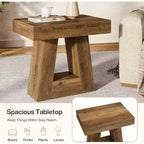 Tavolino Lantine 24 Moderno, Tavolino Stretto a 2 Ripiani in Legno con Base Trapezoidale, Comodino Piccolo Rustico per Soggiorno, Camera da Letto