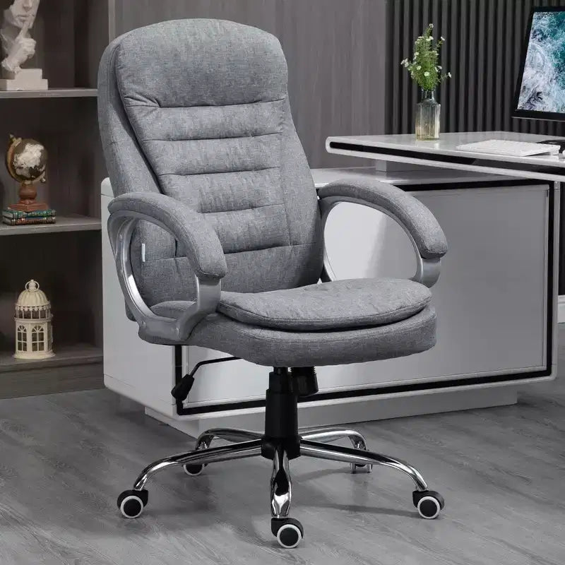 Sedia da ufficio direzionale ergonomica con schienale alto e altezza regolabile, imbottitura spessa, poggiatesta e braccioli