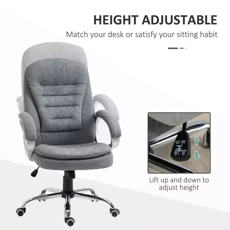 Sedia da ufficio direzionale ergonomica con schienale alto e altezza regolabile, imbottitura spessa, poggiatesta e braccioli