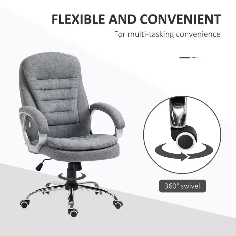 Sedia da ufficio direzionale ergonomica con schienale alto e altezza regolabile, imbottitura spessa, poggiatesta e braccioli