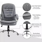 Sedia da ufficio direzionale ergonomica con schienale alto e altezza regolabile, imbottitura spessa, poggiatesta e braccioli