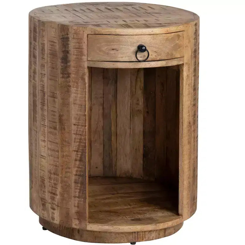 Crestview Collection Round Brown Solid Wood Accent_End Table