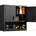 Wall Cabinet with Adjustable Shelf, Heavy Duty Steel Garage Locker with Lockable Magnetic Doors, Wall Mounted Tool Cabinet for Warehouse Home