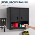 Pensile con ripiano regolabile, armadietto da garage in acciaio resistente con ante magnetiche chiudibili a chiave, armadietto portautensili a parete per magazzino o casa