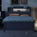 Bellemave Letto a piattaforma completo con letto estraibile e testiera con contenitore, struttura letto a piattaforma in compensato con cassetti per camera da letto, grigio