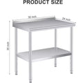 Stainless Steel Prep and Work Table with Backsplash , Commercial Heavy Duty Adjustable Under Shelf, Durable and Perfect for Kitchen, and Business Use
