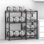 Scaffale da Cucina, Porta Utensili, 3 Ripiani, 4 Cestini, Rete Metallica, Mobile Caffè, Supporto Friggitrice, Organizer Nero