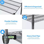 Homdox Scaffale Portaoggetti a 4 Ripiani Robusto con Ruote 122x61x183cm, 1180 kg, Scaffalatura Metallica Regolabile per Cucina, Garage, Dispensa
