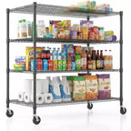 Homdox 4-Tier Heavy Duty Wire Storage Rack with Wheels 48W x 24D x 72H, 2600LBS Adjustable Metal Shelves for Kitchen Garage Pantry