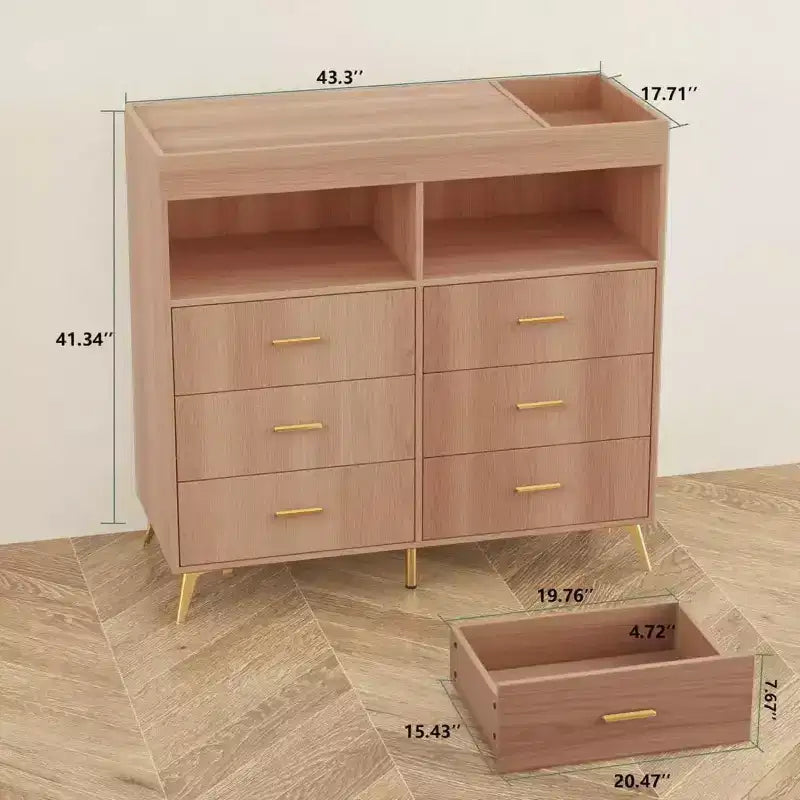 Comò Fasciatoio con Cassetti, Comò per Cameretta con Piano Fasciatoio, Organizer Fasciatoio con Ripiano Aperto per Camera da Letto