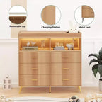 Comò Fasciatoio con Cassetti, Comò per Cameretta con Piano Fasciatoio, Organizer Fasciatoio con Ripiano Aperto per Camera da Letto