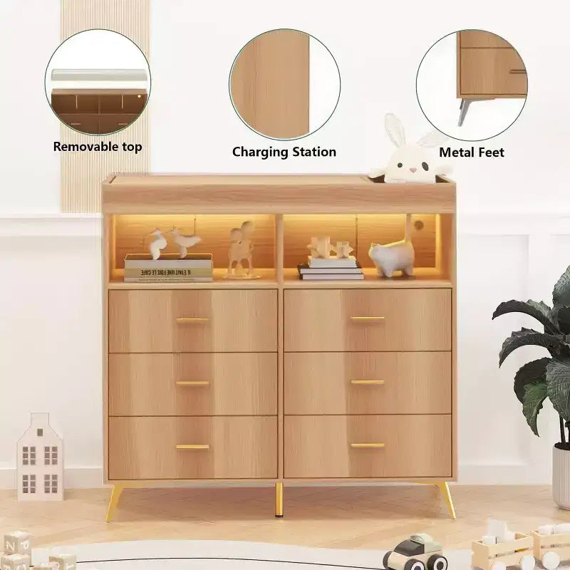 Comò Fasciatoio con Cassetti, Comò per Cameretta con Piano Fasciatoio, Organizer Fasciatoio con Ripiano Aperto per Camera da Letto