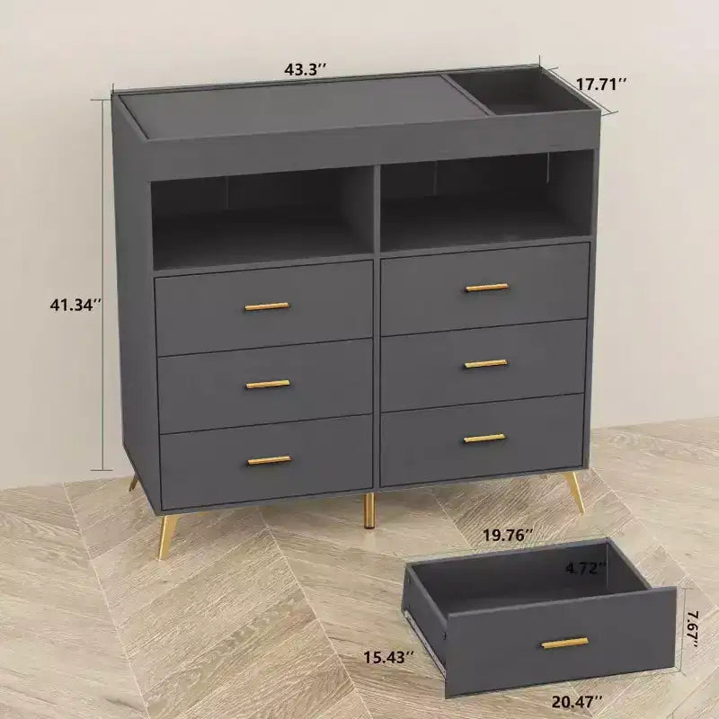 Comò Fasciatoio con Cassetti, Comò per Cameretta con Piano Fasciatoio, Organizer Fasciatoio con Ripiano Aperto per Camera da Letto