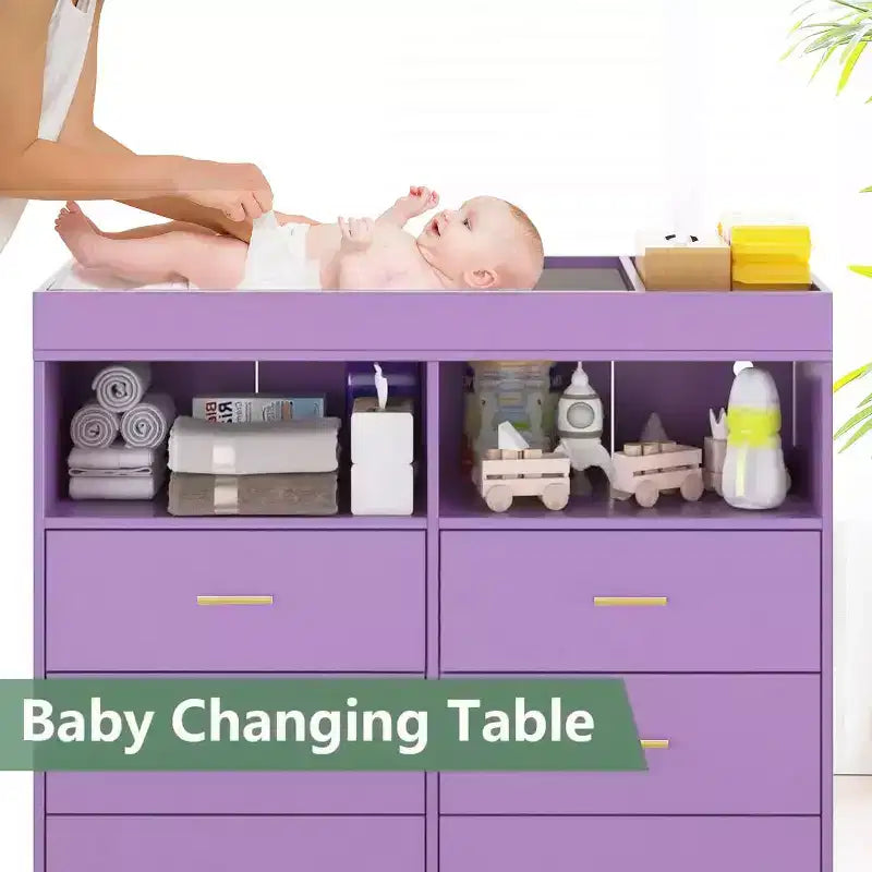 Comò Fasciatoio con Cassetti, Comò per Cameretta con Piano Fasciatoio, Organizer Fasciatoio con Ripiano Aperto per Camera da Letto