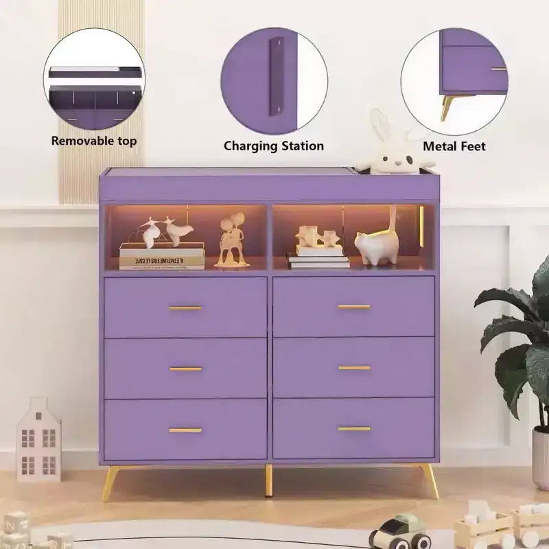 Comò Fasciatoio con Cassetti, Comò per Cameretta con Piano Fasciatoio, Organizer Fasciatoio con Ripiano Aperto per Camera da Letto