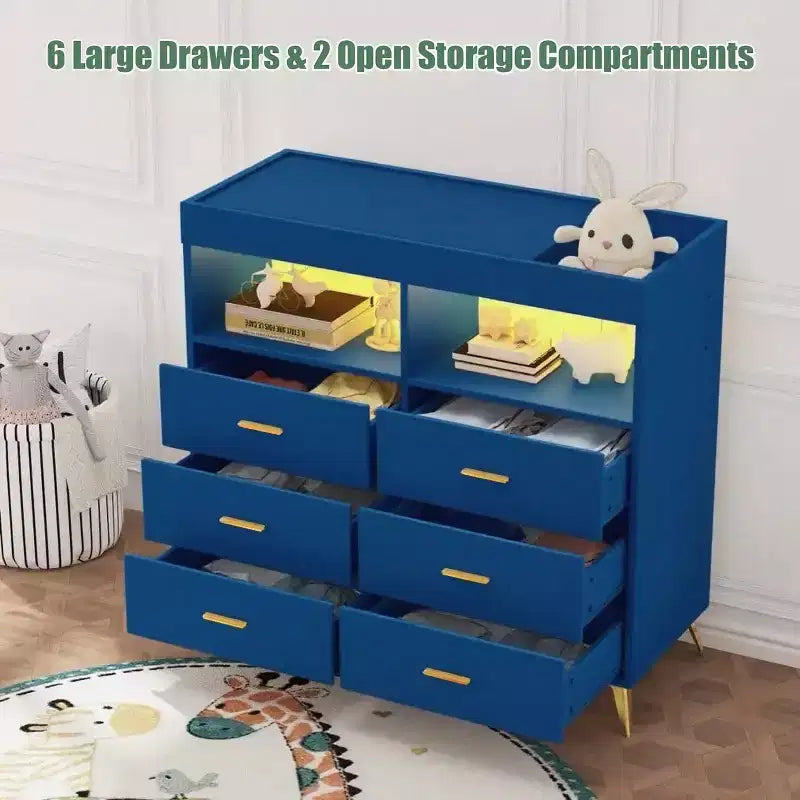 Comò Fasciatoio con Cassetti, Comò per Cameretta con Piano Fasciatoio, Organizer Fasciatoio con Ripiano Aperto per Camera da Letto