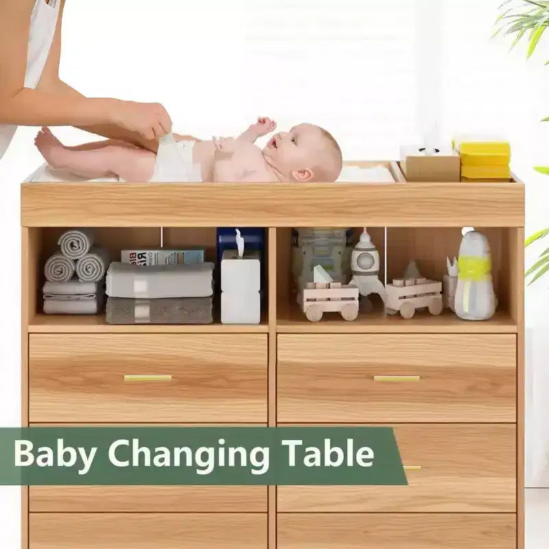 Comò Fasciatoio con Cassetti, Comò per Cameretta con Piano Fasciatoio, Organizer Fasciatoio con Ripiano Aperto per Camera da Letto