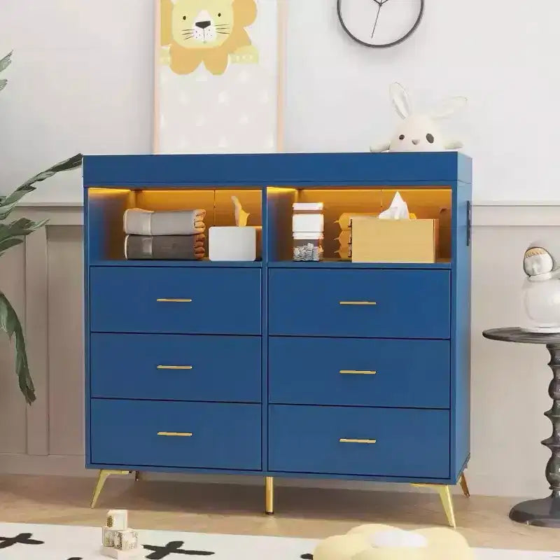 Comò Fasciatoio con Cassetti, Comò per Cameretta con Piano Fasciatoio, Organizer Fasciatoio con Ripiano Aperto per Camera da Letto