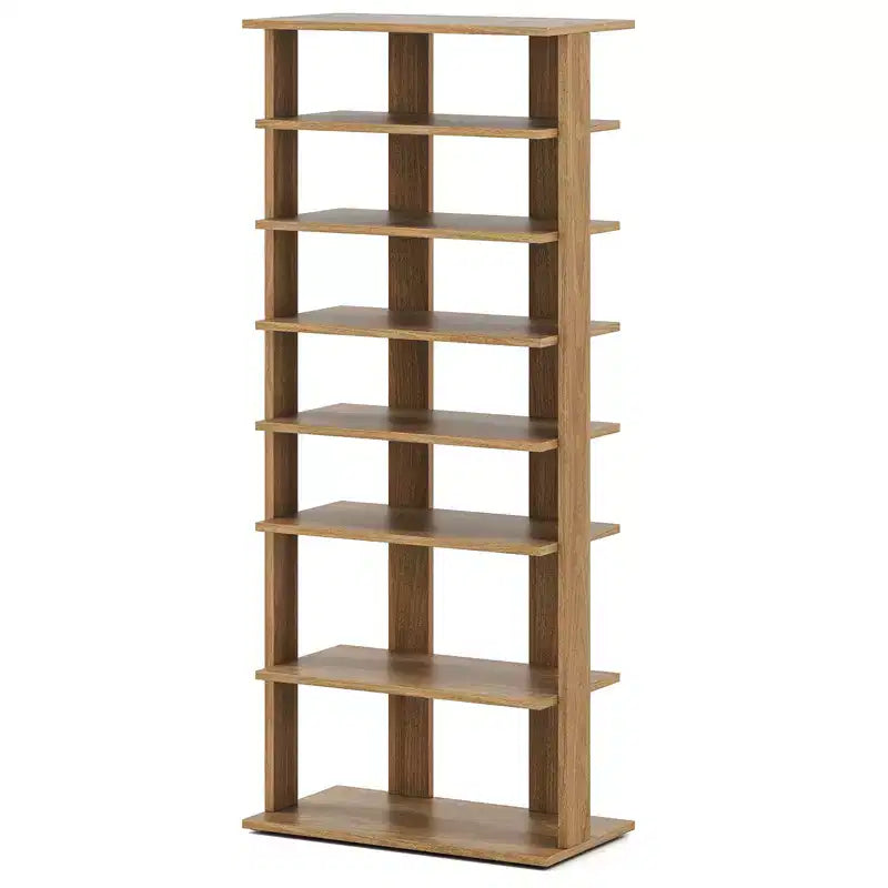 Costway Scarpiera a 7 livelli a doppia fila, organizer verticale in legno brevettato