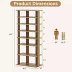Costway Scarpiera a 7 livelli a doppia fila, organizer verticale in legno brevettato