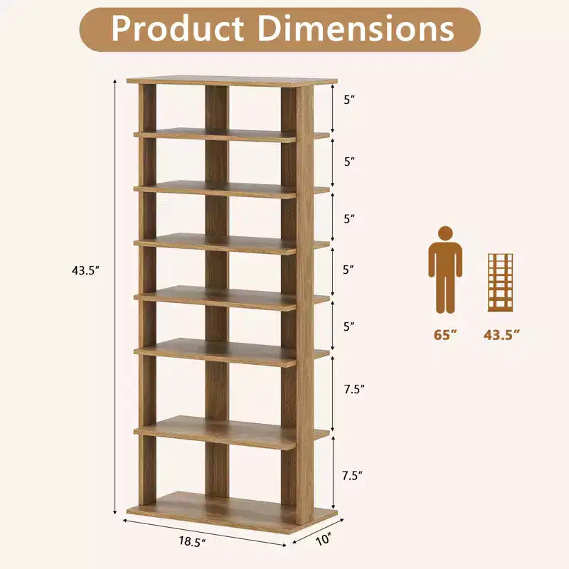 Costway Scarpiera a 7 livelli a doppia fila, organizer verticale in legno brevettato