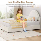 Struttura letto con cassetti contenitore, letto a piattaforma imbottito in boucle con testiera rotonda, resistente e silenzioso, non necessita di box spring