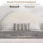 Struttura letto con cassetti contenitore, letto a piattaforma imbottito in boucle con testiera rotonda, resistente e silenzioso, non necessita di box spring