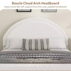 Struttura letto con cassetti contenitore, letto a piattaforma imbottito in boucle con testiera rotonda, resistente e silenzioso, non necessita di box spring