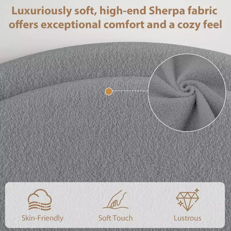 Struttura letto con cassetti contenitore, letto a piattaforma imbottito in boucle con testiera rotonda, resistente e silenzioso, non necessita di box spring