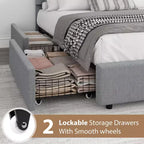 Struttura letto con cassetti contenitore, letto a piattaforma imbottito in boucle con testiera rotonda, resistente e silenzioso, non necessita di box spring