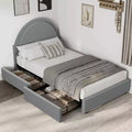 Bed Frame with Storage Drawers, Upholstered Boucle Platform Bed with Round Headboard, Heavy Duty & Noise Free, No Box Spring Needed