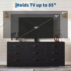 Mobile TV in Legno con Supporto, Mobile Porta TV con Luci LED Centro di Intrattenimento per TV da 32/45/55/60/65/70/80/85 Pollici, Consolle Multimediale Regolabile in Altezza