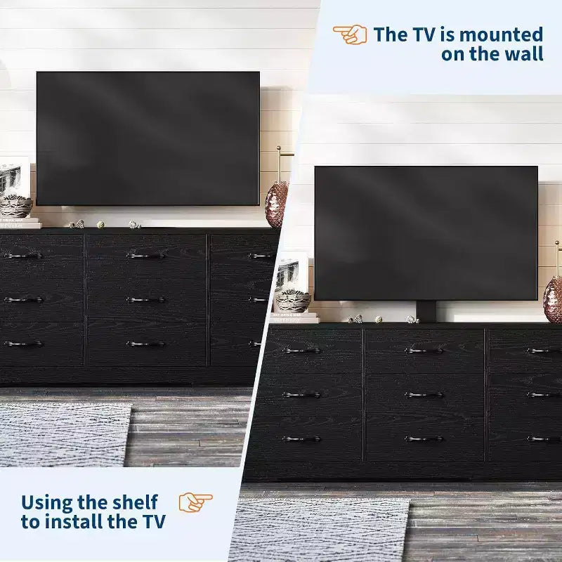 Mobile TV in Legno con Supporto, Mobile Porta TV con Luci LED Centro di Intrattenimento per TV da 32/45/55/60/65/70/80/85 Pollici, Consolle Multimediale Regolabile in Altezza