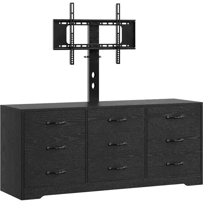 Mobile TV in Legno con Supporto, Mobile Porta TV con Luci LED Centro di Intrattenimento per TV da 32/45/55/60/65/70/80/85 Pollici, Consolle Multimediale Regolabile in Altezza