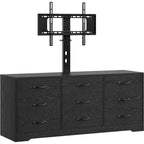 Mobile TV in Legno con Supporto, Mobile Porta TV con Luci LED Centro di Intrattenimento per TV da 32/45/55/60/65/70/80/85 Pollici, Consolle Multimediale Regolabile in Altezza