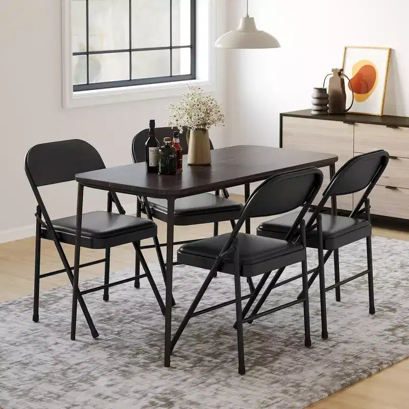 Metal Folding Chairs with Padded Cushion and Back, Metal Chairs with Cushion and Durable Steel Frame, Indoor Outdoor Portable Stackable Seat