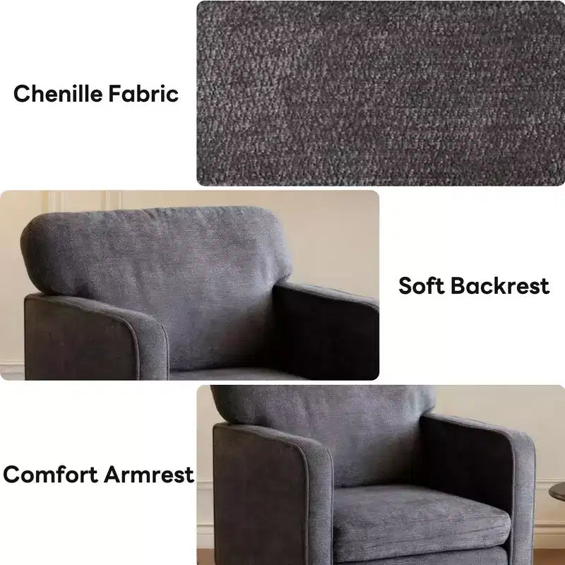 Okak Poltrona da lettura moderna e confortevole in ciniglia con braccioli e schienale, Poltrona lounge per soggiorno, camera da letto