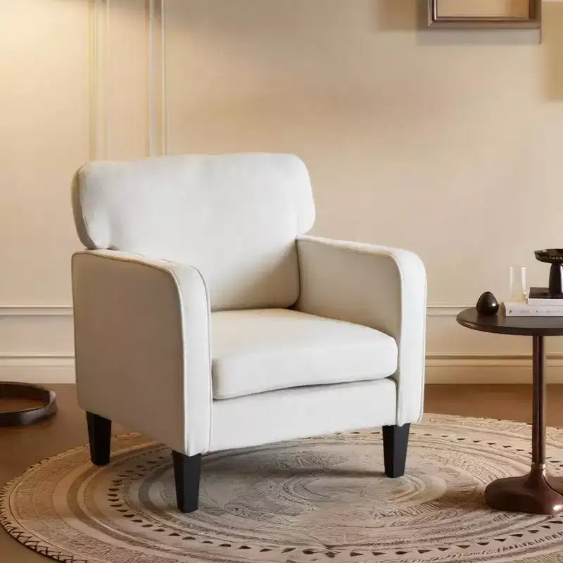 Okak Poltrona da lettura moderna e confortevole in ciniglia con braccioli e schienale, Poltrona lounge per soggiorno, camera da letto