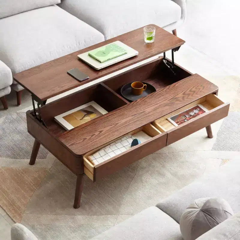 Tavolino da caffè moderno con sollevamento e ripiano portaoggetti, 39", rettangolare, per soggiorno o ufficio