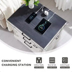 Comodino Modern Farmhouse con 3 ampi cassetti, tavolino rustico da 63 cm in legno retrò per soggiorno e camera da letto, bianco
