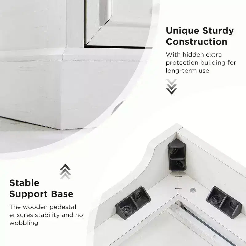 Comodino Modern Farmhouse con 3 ampi cassetti, tavolino rustico da 63 cm in legno retrò per soggiorno e camera da letto, bianco