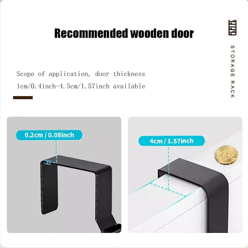 Organizer dispensa da appendere alla porta a 6 livelli per cucina, ripostiglio, bagno, scaffale portaspezie in metallo con cesto regolabile e ventose, nero