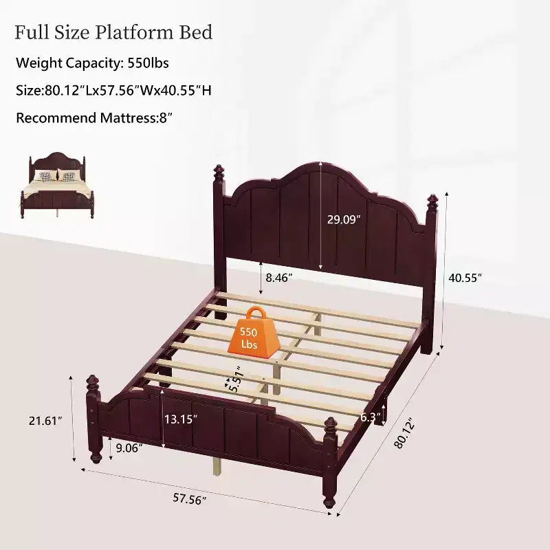 Struttura Letto in Legno Polibi con Testiera ad Arco