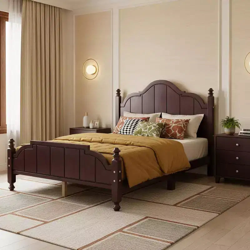 Polibi Wood Bed Frame with Arched Headboard
