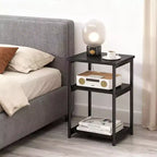 Questo tavolino a tre ripiani con portaoggetti è adatto per soggiorni, camere da letto, ecc. Può essere facilmente montato senza attrezzi.