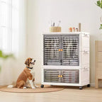 Acekool Armadio Guardaroba per Animali Domestici, Contenitori Impilabili con Coperchi e Ruote, Organizer Pieghevole con Asta Appendiabiti per Vestiti, Giocattoli, Coperte