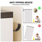 Armadio con cassetti - Armadio con 4 cassetti e asta appendiabiti da 110 cm, mobile contenitore basso per vestiti appesi e doppie ante